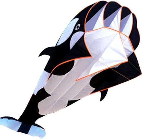 Touch the sky | 3D Kite for Kids and Adults | Easy to Assemble & Fly | Outdoor Games and Activities Toy | Frameless Soft Giant Dolphin Whale Kites
