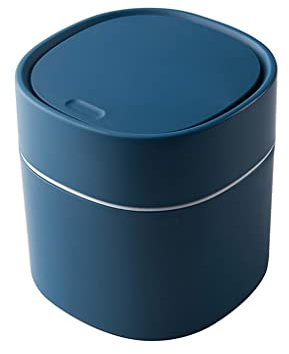 TOMYEUS Poubelle Mini Poubelle de Bureau Peut avec Couvercle 2L Tabletop Poubelle de déchets de Poubelle for la Cuisine Bureau Salon Table Basse Table de Coiffeuse Bacs (Color : Blue)