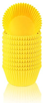 WENRENMK 100 Pezzi Pirottini Carta per Muffin Cupcake, 7 cm x 5 cm x 3,2 cm - Pirottini per Muffin per Feste di Compleanno, Matrimoni, Feste (Giallo)
