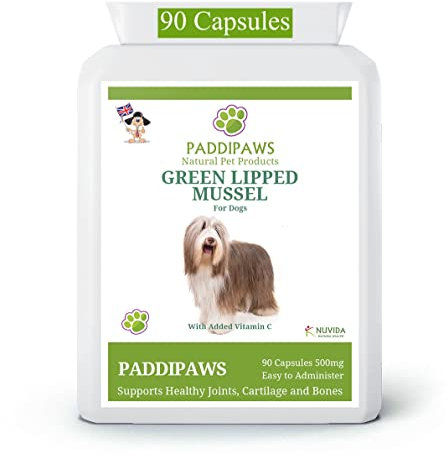 Paddipaws Green Lipped Mussel for Dogs with added Vitamin C - Natural Dog Joint Supplement Rich in Omega 3 - Hip and Joint care for Dogs - 90 Twist and Sprinkle Capsule 500mg