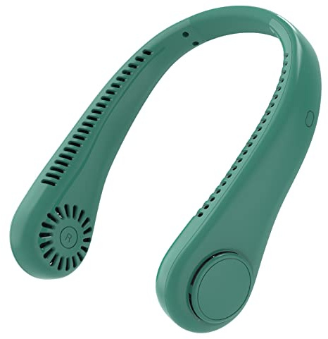 Louenth Ventilateur de Cou Portable USB Sans Lames - 3 Vitesses, Mini Portable Pour Randonnée, Sport, Enfants et Adultes (Vert)
