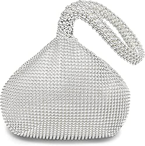 Fioeyr Fashion Women Evening Clutches Sparkly Mini Handbag Glitter Crystal Diamante Pouch Shaped Wrist Hand Bag Purse Bag