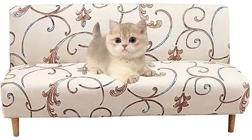 Sofabezug Ohne Armlehnen 2/3 Sitzer Futon-Sofa-Sitzbezüge ohne Armlehnen Moderner Druck Stretch Bettcouch Schonbezug Rutschfeste Spandex Elastisch Armloser Couch überzug ( Color : #10 , Size : 160-190