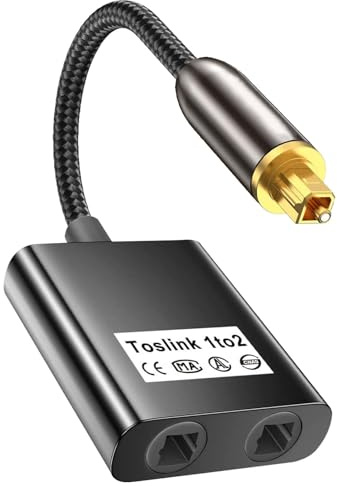POHOVE Toslink - Divisor óptico 1 en 2 salidas, divisor óptico de audio digital, adaptador para TV, DVD, barra de sonido