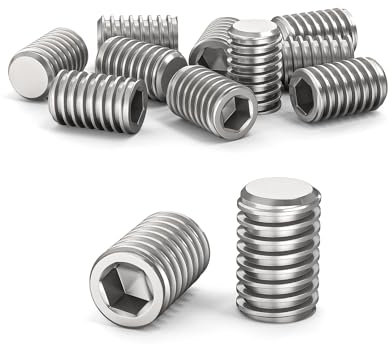 ORTAVA 10 Stück Madenschrauben, Gewindestifte M8 x 12 mm DIN 913 / ISO 4026 mit Innensechskant (ISK) und Kegelkuppe, Madenschraube Edelstahl(Silber)