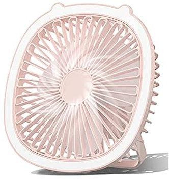 ANAIUCY Rechargeable Desk Fan, Battery Powered Small Desk Fan with LED Night Light, Quiet Oscillating Fan for Bedroom/Office/Home, Vertical And Horizontal Adjustable for Home, Bed,Pink