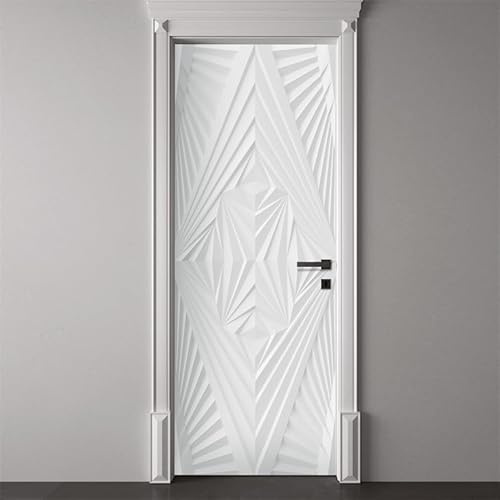 Adesivi Per Porte 95X210Cm Geometria Bianca, Adesivi Per Porte Interne 3D Moderno, Vinile, Impermeabile Decorazioni Casa