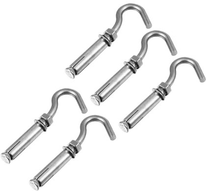 HOMOCONO 5pcs Heavy Duty Stainless Steel Hook Open Cup Hook Expansion Bolts Anchor Bolts for Cupboard Use