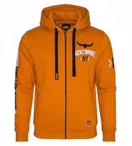 ROCK-IT Apparel huvjacka herr Racer 07, tröja med dragkedja och påsydda fickor, kraftigt och mjukt tyg [storlekar S-5XL] Hoodie bränd orange 4XL