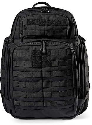 5.11 - Sac à Dos Militaire Tactique - Imperméable - Robuste - Fonctionnel -Trekking - Mission - 25 Compartiments - Emplacement pour Réservoir d'Hydratation - Modèle Rush 72 2.0 - Black