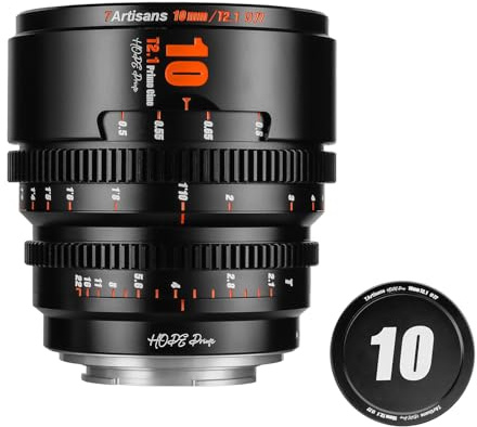 7artisans 10mm/16mm/25mm/35mm/50mm/85mm T2.1 Cine Lens Super 35 Frame Large Aperture 260° Focusing Stroke Camera Lens for Fuji X Mount (10mm T2.1)