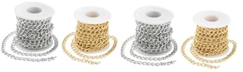 SEWACC 4 Rollen Halskette Metallkette Halskette Kabel Kettenglied Halskette aus Kettengliedern armband zubehör schmuckherstellung verdrehte Kreuzkette Aluminiumkette selber machen