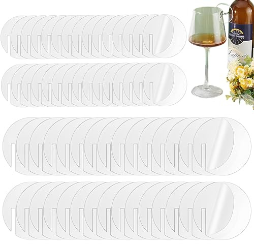 Bssowe 60 Stück Acryl Weinglas Charms, Weinglas-Namensschilder, Getränkemarker Acryl, Scheibe Kreis Charm, Diy Acryls Getränkeetikett Weingla, Für Champagnerglas Cocktail Bar Party Dekoration