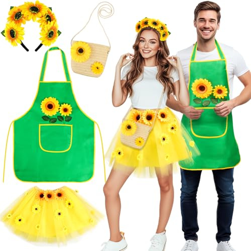 iZoeL Serre Tête Tournesol Homme Femme Bandeaux Tournesol Artificiel - Serre Tête Tutu de Ballet Tablier Sac, Costume Carnaval/Halloween/Noel/Anniversaire/Fête pour Homme Femme