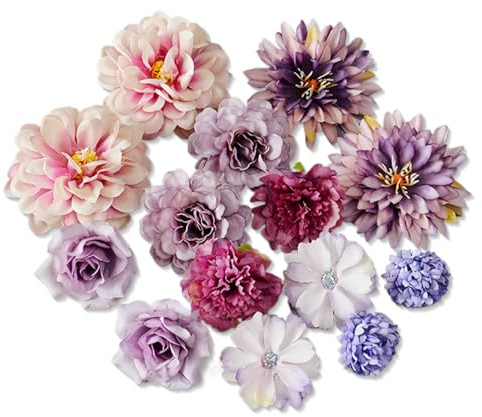 CATOR 14 Pcs Fleurs Artificielles Mini Fleurs Artificielles Têtes Fleurs Artificielles Fleurs Artificielles Violet Capitules de Marguerite Mini Fleurs Artificielles Tête Violet DIY Guirlande (Violet)