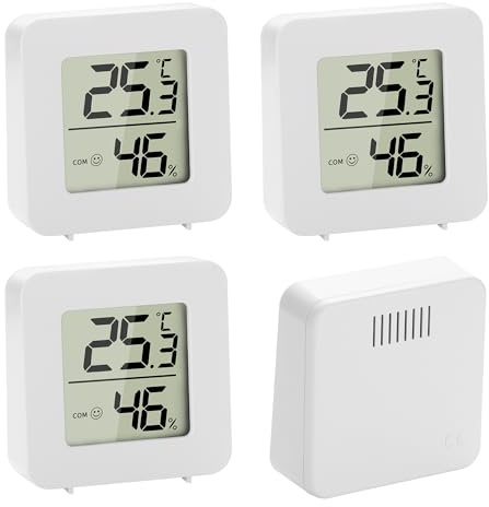 Lot de 4 Thermomètres Hygromètres Numériques, Mini Capteur de Climat | Indicateur LCD haute précision, usage intérieur et extérieur pour maison, terrarium, chambre de bébé et serre