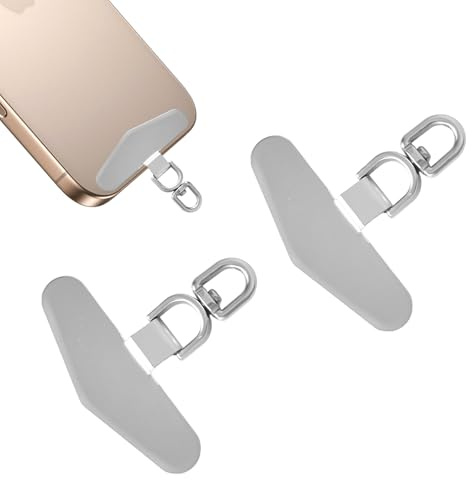 DEARBAG 2PCS Phone Lanyard Patch Rotatable 360°, Metal Cellphone Tether Tags, Universal Safety Lanyard Tab, Phone Strap Replacement Part, Compatible With Most Smartphones (without Adhesive) (Silver)