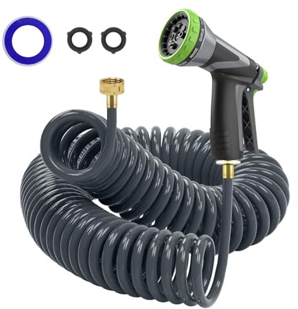 Hozcart Coil Hose,3/8 EVA Coil Garden Hose 25 FT,Curly Water Hose