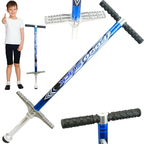 Merkan Pogo Stick, Springspringstange, Gummigriffe, Kinder, Gewicht bis 70 kg (Blau)