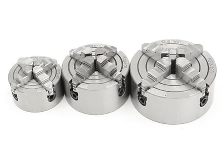 Mandrin de tour à 4 mâchoires 80mm/100mm/125mm K72-80/K72-100/K72-125 indépendant, 1 clé de mandrin de sécurité, 3 boulons de montage pour le travail du bois(K72-100)