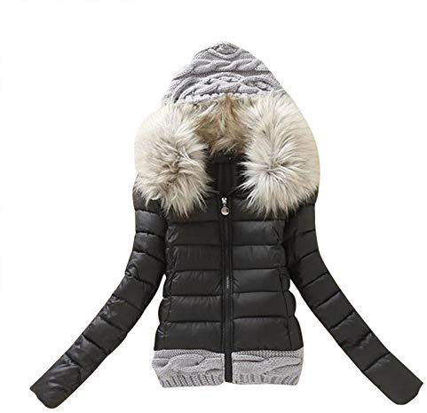 Giacca da donna invernale con cappuccio in pelliccia sintetica corta - Piumino da donna per le mezze stagioni, slim fit, giacca in piuma, cardigan, a maniche lunghe, per le mezze stagioni, giacca
