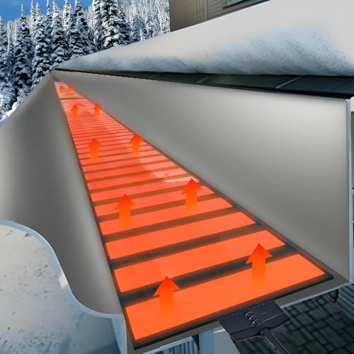 ErShangMao Pro Roof Gutter Heat Metal Panel For Ice Dams,Outdoor Snow Melting Heat Mats For Roof And Gutters,Solar Panel Heated Roof De-Icing Kit,Self-Regulating Heated Roof 180cm/5.9ft