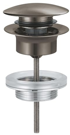 GROHE Waste Set with Push-Open Plug for Washbasins with Overflow, Satin Anthracite, 65807MG0