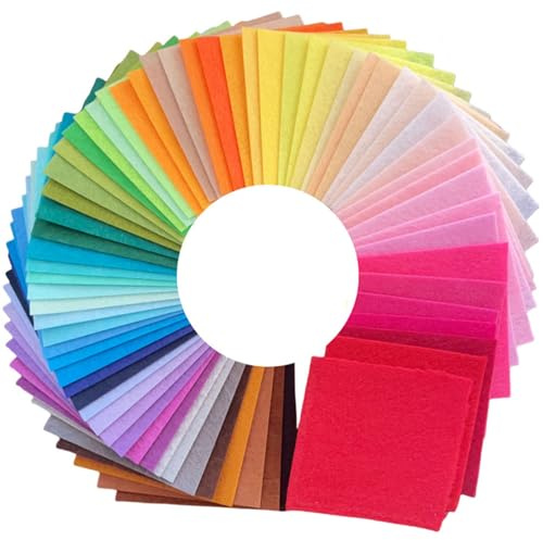 Bastelfilz Set, 66 Farben Bunt Filzstoff A5 15x20 cm, 1 mm dick Filz Blätter zum Basteln, Farbig Vliesstoff Große Stoff Filzplatten, Polyester Felt Fabric für DIY Handwerk, Nähen, Bastelprojekte, Deko