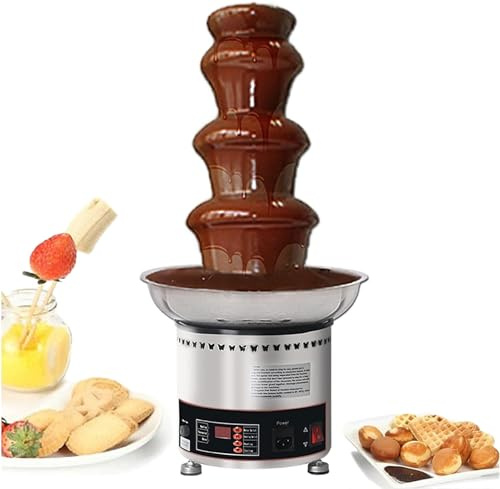 Bousige Chocolate Fountain, Máquina de fusión eléctrica de 4 Niveles de Acero Inoxidable 304 de 6,6 onzas, Fuente de Fondue de Chocolate, Perfecta for Queso, Salsa BBQ, Rancho y licores