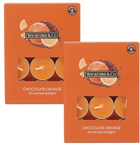 eBoutik - Large Bundle Pack of 48 Easter Tealight Candles - 6 Hours Burning Time - Spring Time Easter Egg Holiday Home Decor House Summer (Chocolate Orange)