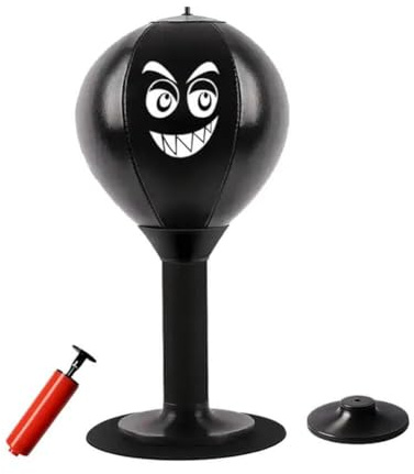 Sac de frappe de bureau avec ventouse, sac de frappe sur pied, balles de vitesse, jouets de tension et de tension pour Noël (noir, 1 ensemble)