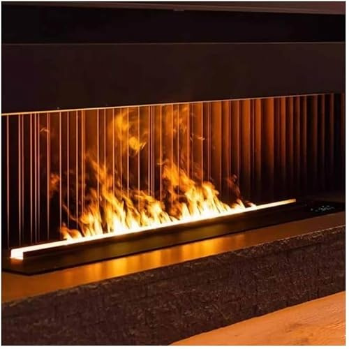 Inserto per Caminetto a Vapore Acqueo 3D, Camino Elettrico con Fiamma 3D Realistica (9 Colori), Umidificatore, Telecomando, Pannello Acciaio Inox, 80cm, Senza Riscaldamento