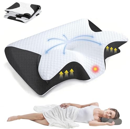 Das Original Nacken Therapiekissen Pillow Daddy, 2026 Pillow Daddy Schlafkissen, Curo Sleep Ergonomisches Kopfkissen für Seiten Rücken & Bauchschläfer, Hilft Ihnen, Besser Zu Schlafen(Schwarz)
