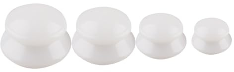 TOBBOMEY Ensemble de 4 Ventouses de Massage en Silicone Blanc Thérapie par Ventouses pour Dos Cou et Épaules Kit de Massage Relaxant et Soulagement Outil Bien-
