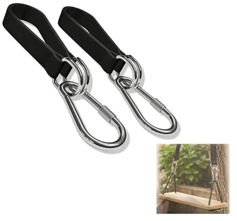 Schaukel Befestigung 50cm Schaukelseil mit Schaukelhaken - 2 Stück Hängematten Befestigung Schaukelseile Seil mit Karabiner für Baumschaukel Hält bis zu 300kg, Schaukelverbinder Aufhängung Hängesessel