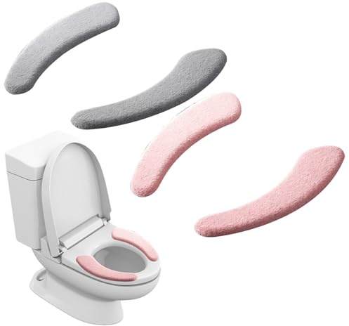 NIVRAIN 4 Piezas Toilet Seat Cover, Espesado Tapete de Asiento Inodoro, Antideslizante Fundas para Asiento de Inodoro, Apto para Inodoros Domésticos y Accesorios de Baño de Alojamientos Alquilados