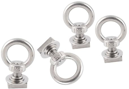 Ausla Ancoraggio di Ancoraggio per Montaggio su Binario a T, 4 Pezzi M8 Anelli di con Slot a T in Acciaio Inossidabile con Dadi per Portapacchi, Corda Elastica, Corde, (Silver)