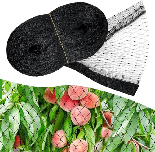 Filet Anti Oiseaux Noir 4m x 10m, Filet de Jardin Noir, FiIet de Protection pour Potager, FiIet de Jardin pour Protéger, pour Arbres Fruitiers & Légumes & Plantes