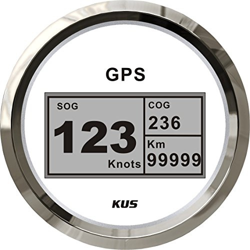 KUS Wasserdichter Geschwindigkeitsmesser, GPS, digital, mit Hintergrundbeleuchtung für Boot, Yacht, 85 mm, 9 – 32 V (weiß)