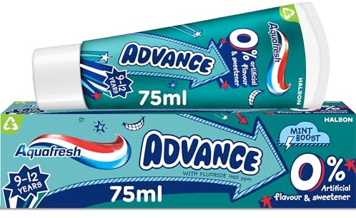Aquafresh Advance 9-12 Kids Toothpaste for Grown-up Kids, Lasting Protection for New Permanent Teeth, 75ml
