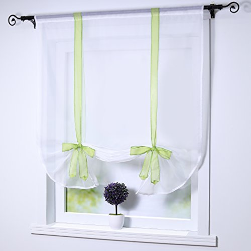 Joyswahl Raffrollo Voile Raffgardinen mit Tunnelzug Nina Bindegardine BxH 80x140cm Hellgrün 1er Pack
