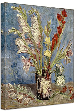Wieco Art Vase with Gladioli and China Asters by Van Gogh Famous Oil Paintings Reproduction Modern Floral Giclee Canvas Prints Artwork Abstract Flowers Pictures on Canvas Wall Art for Home Decorations
