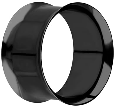 Treuheld® Titan Flesh Tunnel - Schwarz - Dünn/Dünner Rand - Ohrtunnel