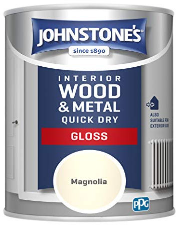 Johnstone's - Wood & Metal Paint - Gloss Finish - Magnolia - 750ml - Water Based - Non Drip & Quick Drying - Radiator Paint - Low Odour - Dry in 1-2 Hours - 8m2 Coverage per Litre