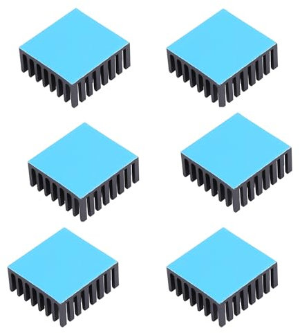 Awxlumv 6pcs Small Heatsink 25x25x10mm / 0.98x0.98x0.39inch Aluminum Heat sink Cooler Radiator with Thermal Conductive Double Sided Tape Cooling for ASUS ROG Ally GPU IC Chips (25mmx25mmx10mm, Black)