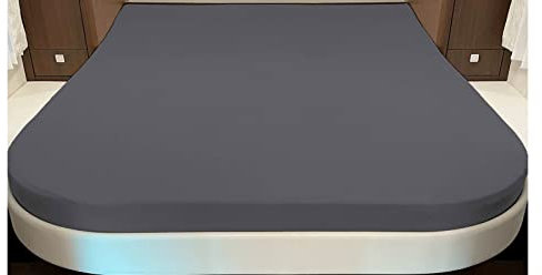 Kris Van Rhein Jersey- Spannbettlakenlaken, Bettlaken mit 2 Rundungen von Castejo für Wohnmobile/Heckbetten/Queensbetten Größe 160x200cm super elastisch(anthrazit)