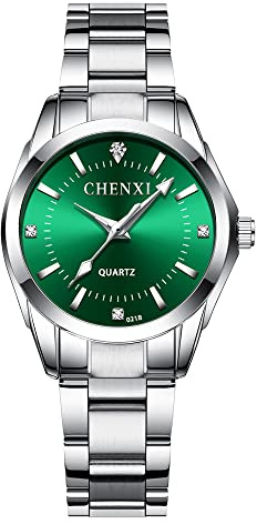 SGU Women's Watch,Elegant Steel Bracelet Analogue Silver Quartz Watch,Gifts for You and Your Family,Bracelet(Green)