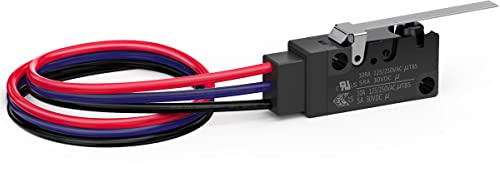 DIYhz Long Hinge Straight Lever Waterproof Momentary Push Button Micro Limit Switch with Line 1NO 1NC SPDT Snap Action Mini Switches 3 Pins 1 Pc ​for Arduino, Appliance and Electronic Equipment