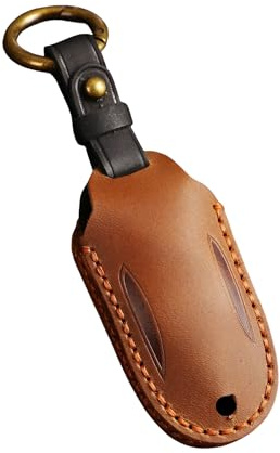Étui en cuir de qualité supérieure compatible avec Tesla Model X – Housse de clé pour protéger les boutons – Durable, incassable – Protection légère et compacte (marron, modèle X)