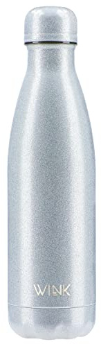 WINK Stainless Steel Thermos Flask with Cotton Bag Thermos Flask Drinking Bottle Insulated Flask for Coffee, Tea, Soup 500 ml (Glitter Silver)